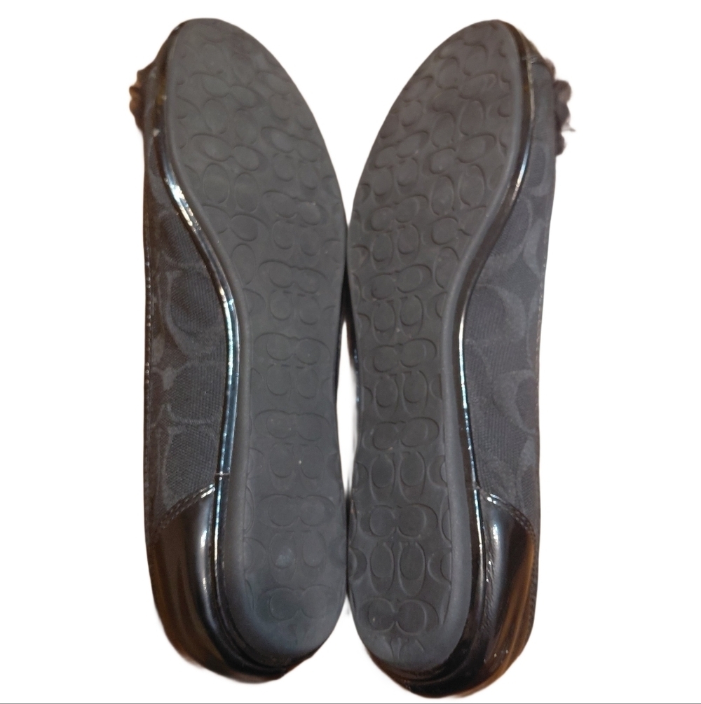 Coach Black Signature Jacquard Flower Jeweled Ballet Flat Size 9.5 - Picture 8 of 10